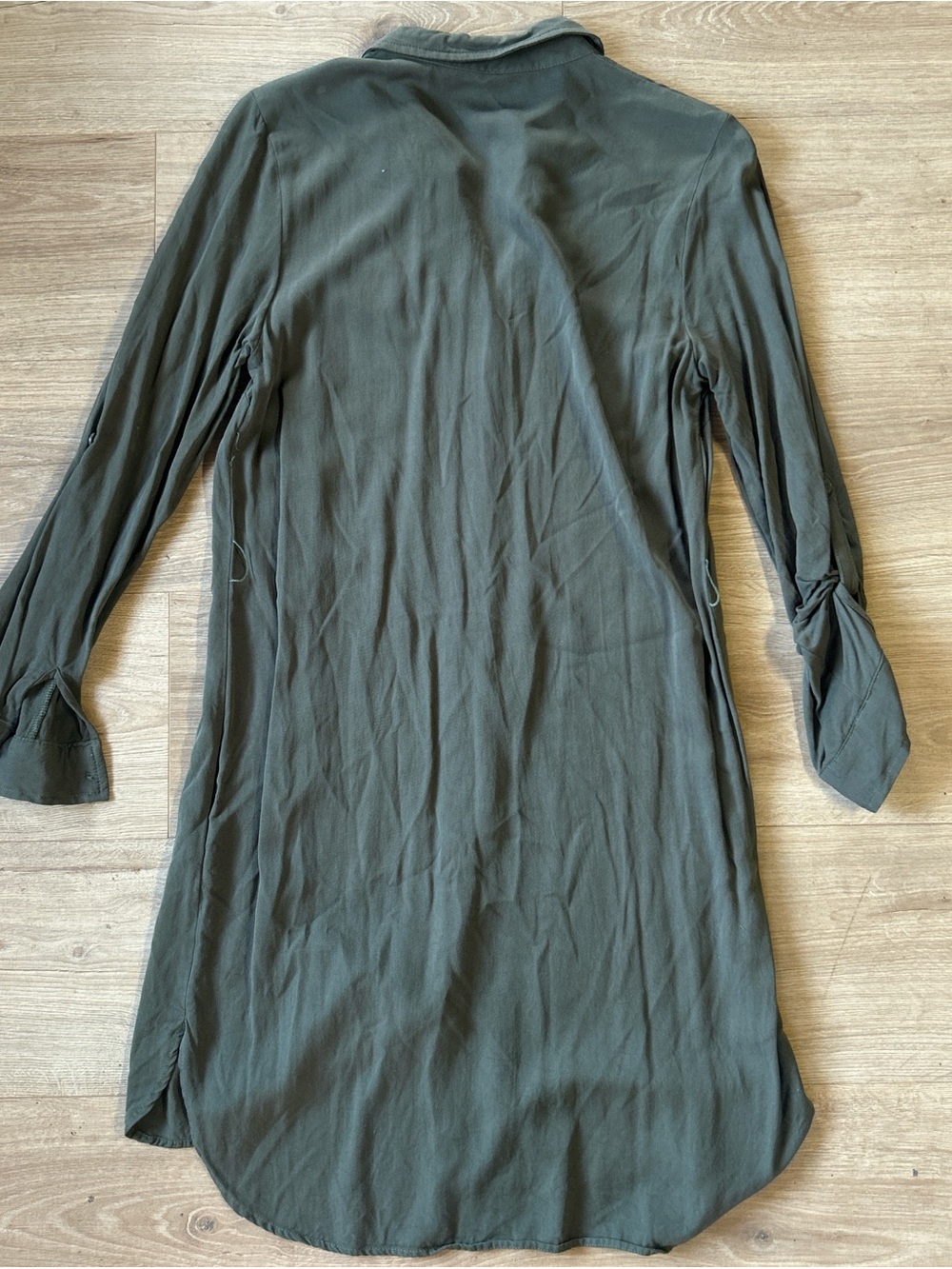 JustFab 100% Rayon Forest Green Button-Down Shirt Dress - Picture 4 of 4